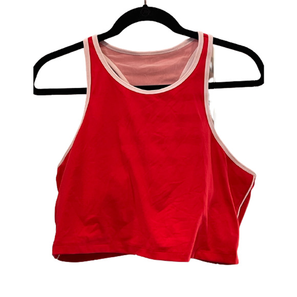 Fabletics Moorea Bra Red White Cropped Longline Workout Athletic Top Bralette - Picture 5 of 9